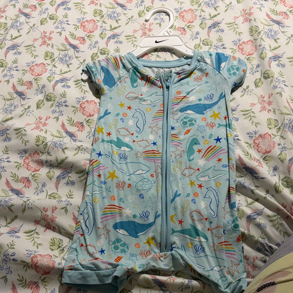 Nike Light Blue Whale Print Romper